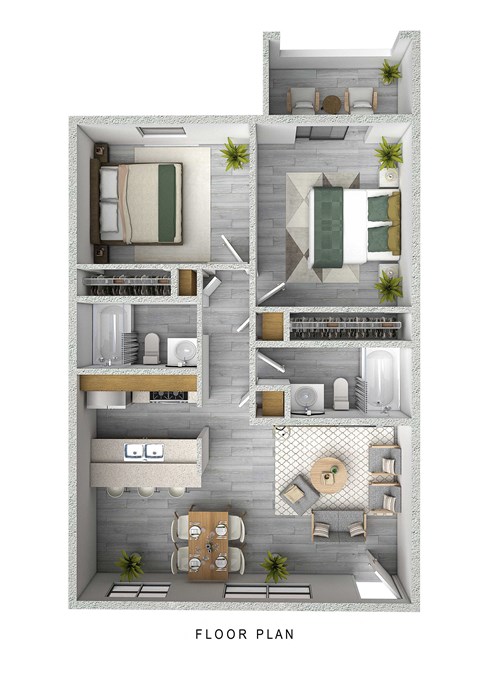 Two Bedroom Floorplan at University Park